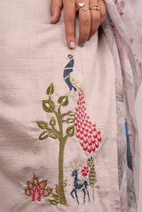 Mauve Kurta Set with Pichwai Peacock Embroidery