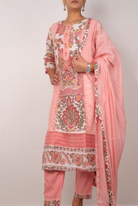 Peach Floral Print Kurta Set