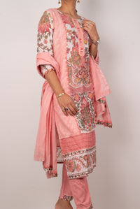 Peach Floral Print Kurta Set