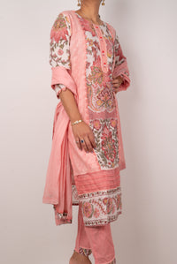 Peach Floral Print Kurta Set