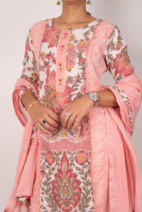 Peach Floral Print Kurta Set
