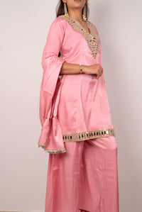 Blush Pink Mirror-Work Kurta Set