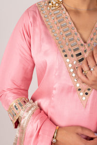 Blush Pink Mirror-Work Kurta Set