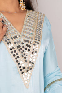 Sky Blue Mirror-Work Kurta Set